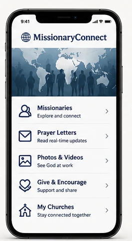 MissionaryConnect member application on a phone