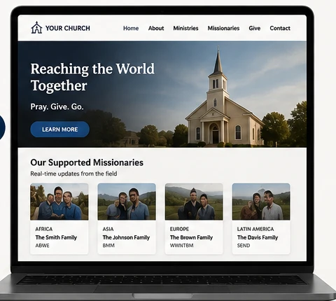 Church website showing approved missionary information
